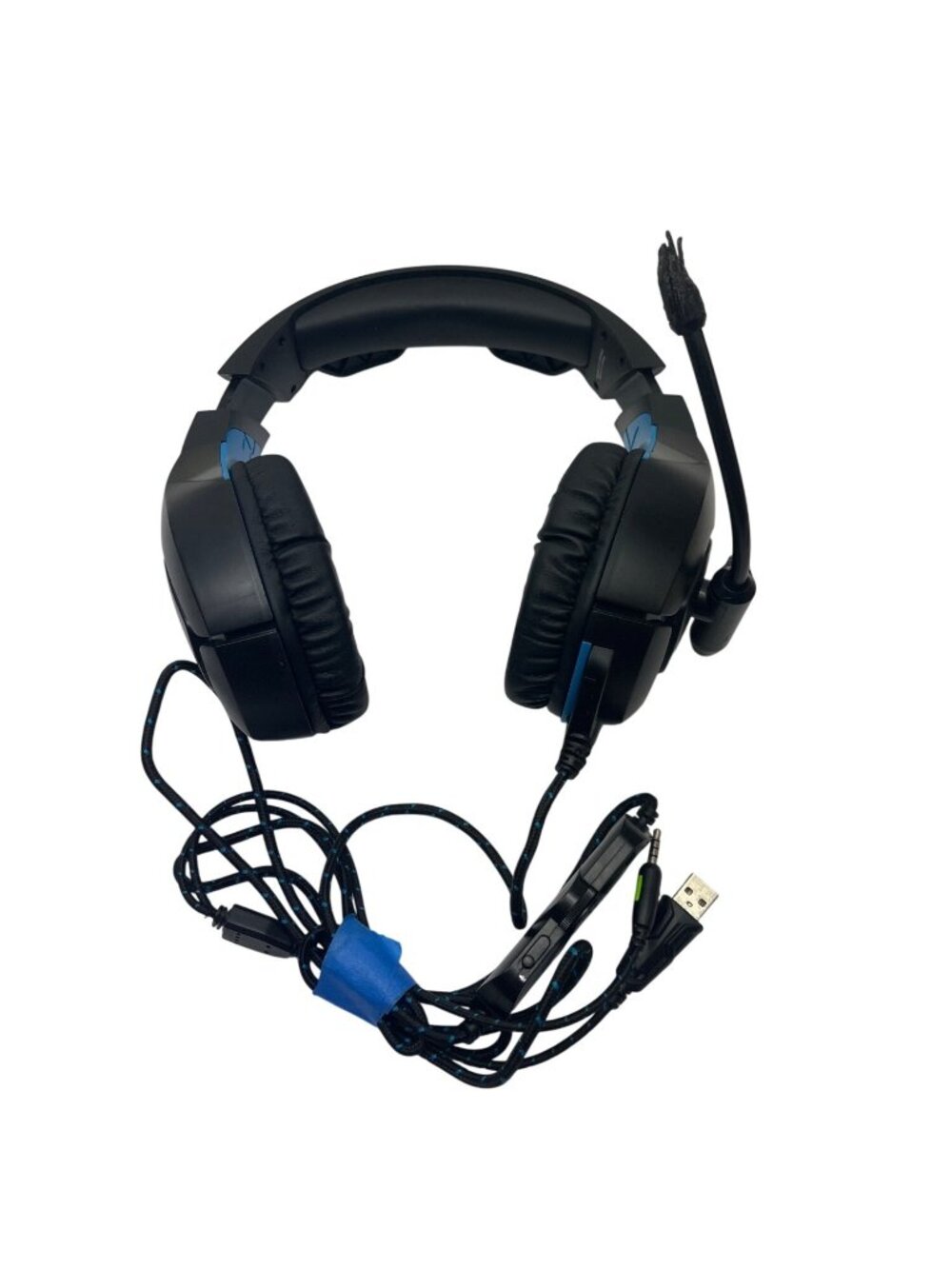 EvoCore Gaming Headset Wired Over Ear Black Blue USB 3.5Mm C142